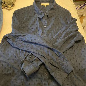 Jones New York Sport Dress Shirt Blue Polka Dots